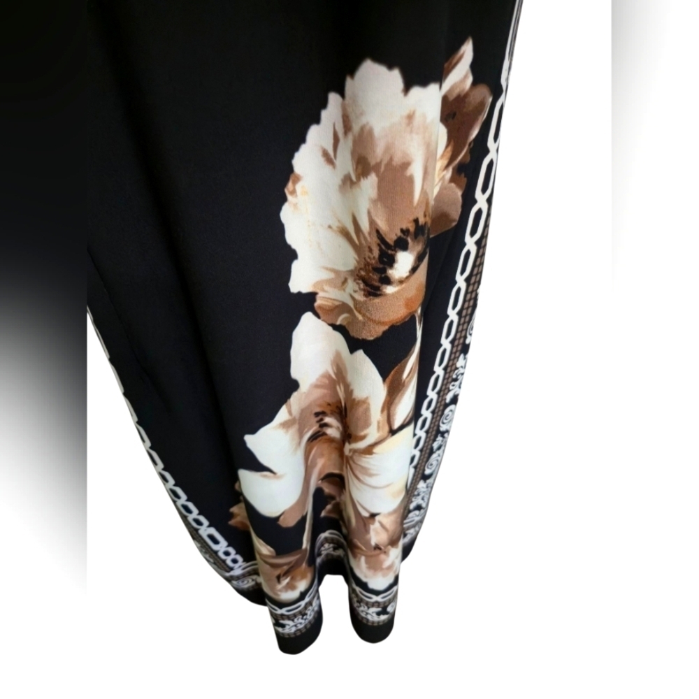 Dressbarn Embellished Sleeveless Floral B & W Midi Knee Length Dress Size 14 - Picture 4 of 7